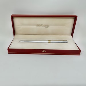 Vintage S.T DuPont ball pen, slim and classic gold and silver DuPont pen, Rare find vintage ball point pen.