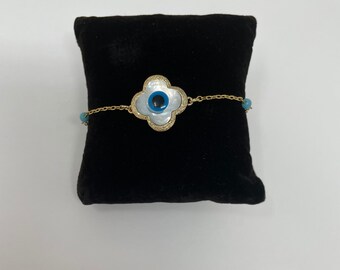 Mother of pearl bracelet with Evil eye