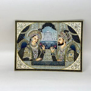 Supper fine quality Mughal painting, Shah Jahan&Mumtaz Mahal painting, Rare Indian miniature mughal painting. image 7