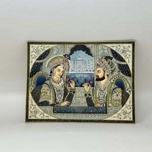 Supper fine quality Mughal painting, Shah Jahan&Mumtaz Mahal painting, Rare Indian miniature mughal painting. image 6