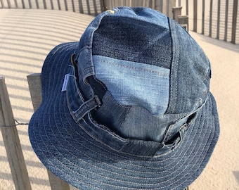 Sombrero de mezclilla reciclado: sombrero de mezclilla de patchwork hecho a mano