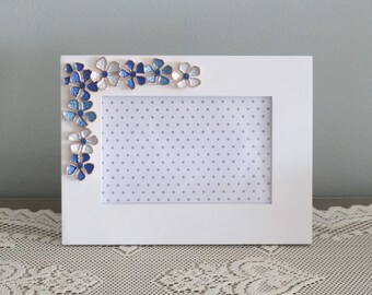 Blue Flowers on 4 x 6 White Frame