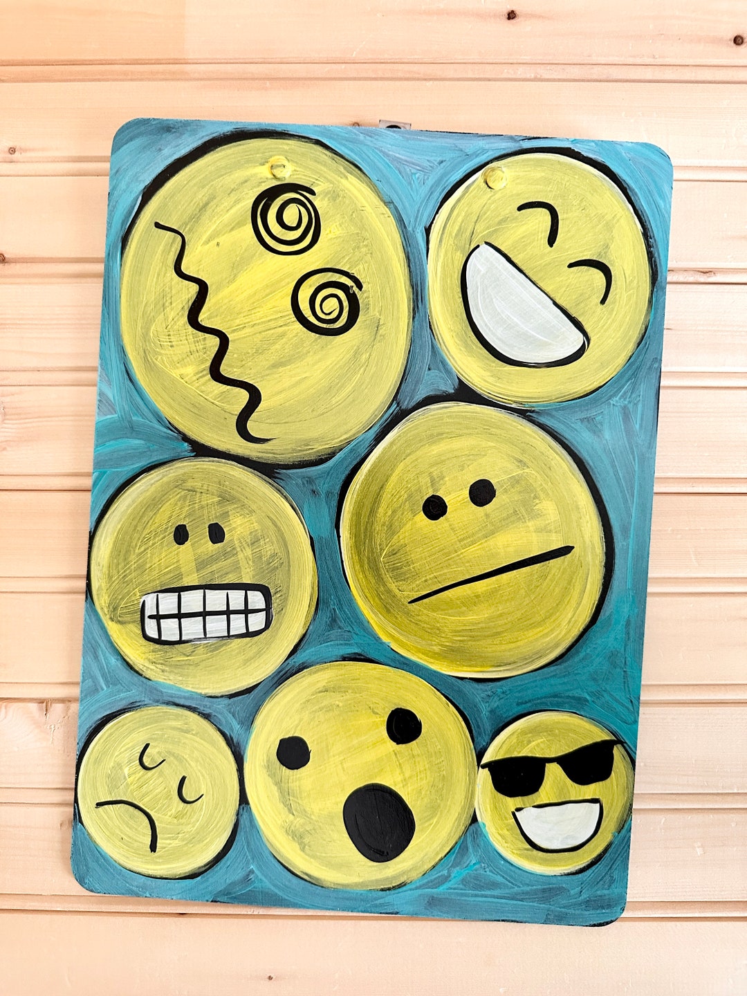 Handpainted Emoji Clipboard, Happy Face, School, Teacher, Office ...
