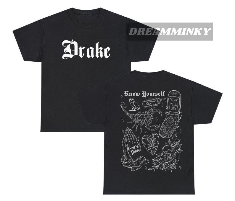 New Drake Graphic Tee Blue Grey 100% Cotton ;;; L main image 1