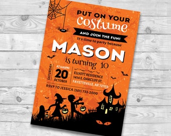 diy spooky costume party invites halloween house party diy etsy