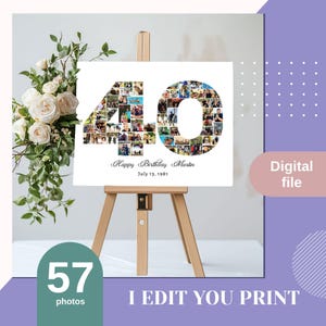 40th birthday photo collage, 40th birthday gift, 40th anniversary gift for parents, Photo collage, Birthday Poster, Photo Poster