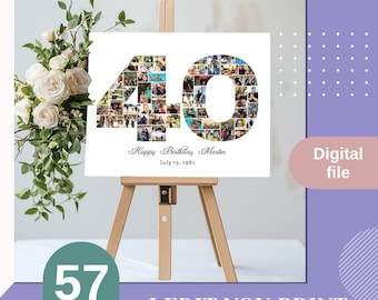 Regalo per il 40° compleanno: collage di foto, poster personalizzato per celebrare un traguardo importante (download digitale disponibile)