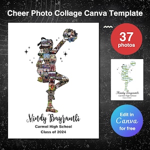 Cheerleading gifts photo collage template senior cheer gifts canva photo collage canva sports poster senior gifts senior sports poster 2025