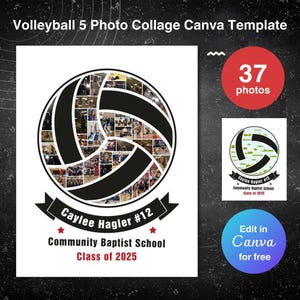 Volleyball senior night gifts photo collage template canva photo collage canva sports poster senior gifts custom team gifts senior 2025