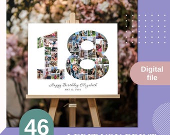 18th birthday photo collage, 18th birthday gift, 18th birthday gifts for girls personalized, birthday gift for her, 18. geburtstag junge