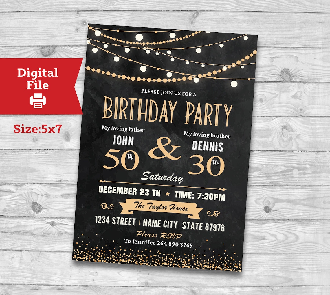 Adult Joint Birthday Invitation Joint Milestone Surprise Etsy