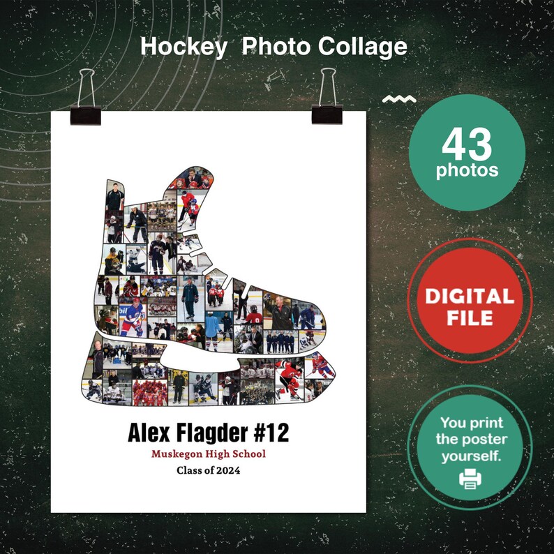 Hockey Gifts for Boys CUSTOM CANVAS Photo Collage Hockey Coach Gift