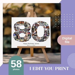 80er Geburtstagsgeschenk für Frauen, 80er Geburtstag Fotocollage, 80er Geburtstagsgeschenk, Geschenk für Papa, 80er Geburtstagsgeschenk für Männer