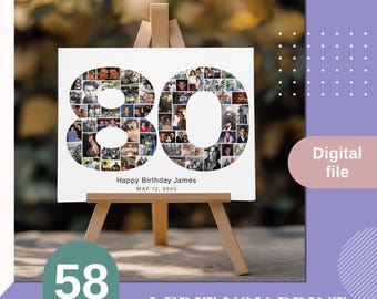 80th birthday gift for women, 80th birthday photo collage, 80th birthday gift, gift for Dad, 80th birthday gift for men