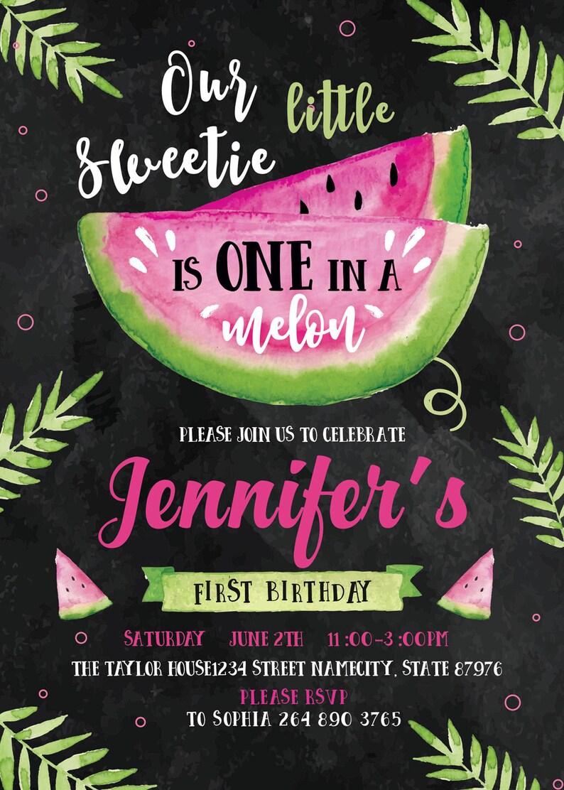 Download One in a melon Birthday invitations Watermelon Invitation ...