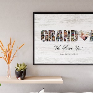 wooden background Grandma Photo Collage, Personalized perfect gift for your Grandma, Grandma Photo Collage