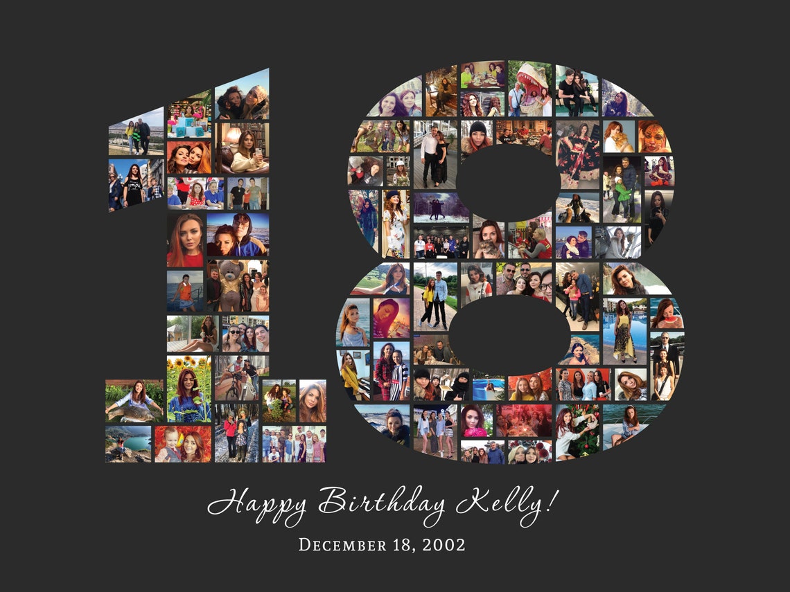 18th Birthday Photo Collage 18th Birthday Gift 18th Photo Etsy