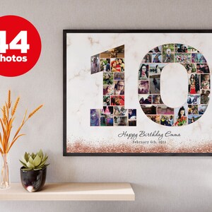 10th birthday photo collage Rose Gold star background background 10 year anniversary gifts for wife 10 year anniversary gift image 6