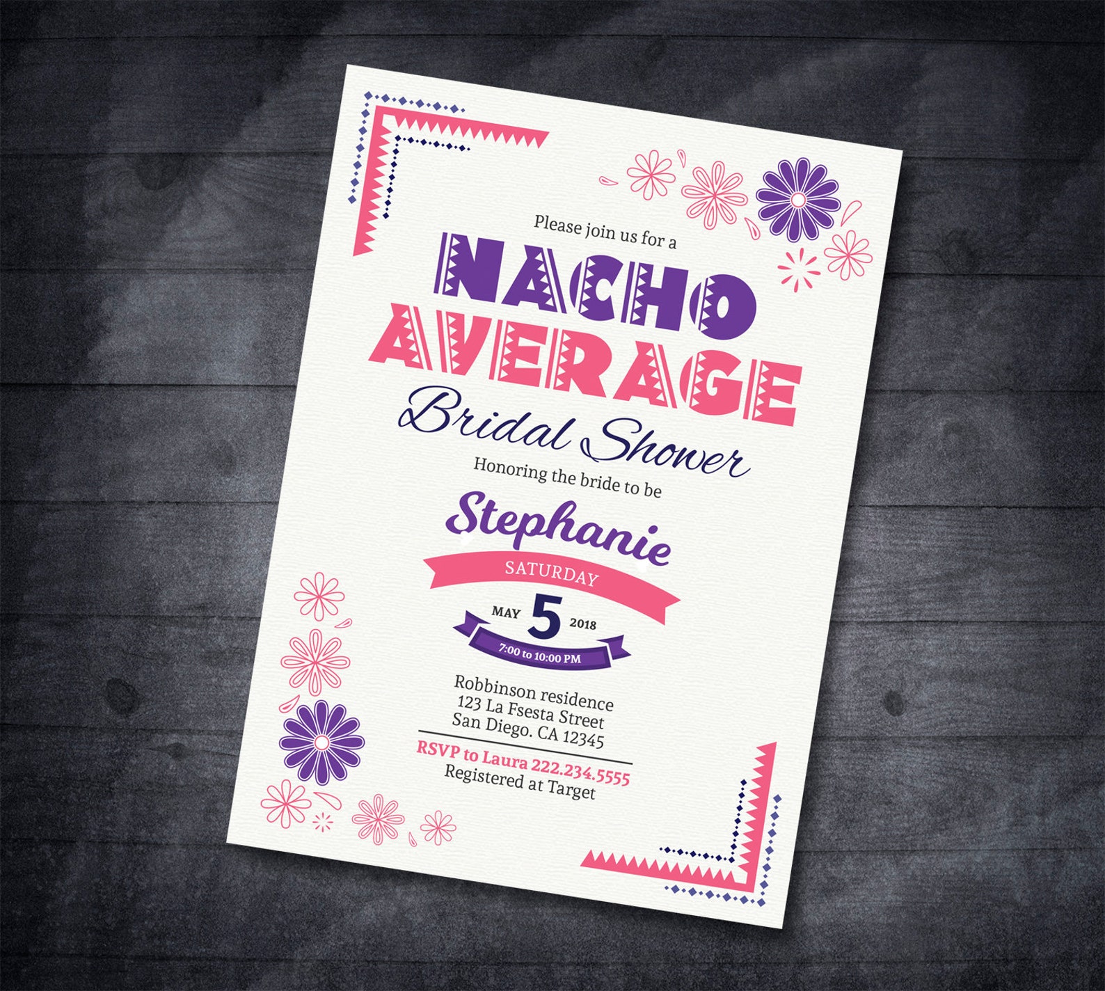 Nacho Average Bridal Shower Invitation Fiesta Bridal Shower Etsy