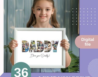 Fathers day gifts, Dad photo collage, gifts for dad, Personalised Daddy gift, Digital gift for Dad, Photo Dad gift, Custom Father&#39;s day gift