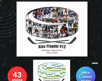 Editable hockey coach gift photo collage template hockey gifts for men canva photo collage canva sports poster coach gifts senior 2025