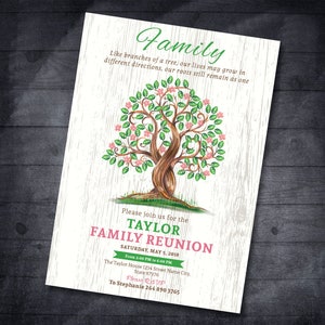 Family Tree Reunion Invitation: 5x7 Printable (Digital File)