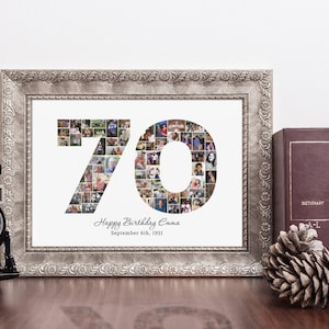 70e verjaardagscadeau voor mannen, 70e verjaardagscadeau voor vader, 70e verjaardag fotocollage, 70e verjaardag dames, 70 jaar fotocollage