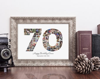 Regalo de 70 cumpleaños para hombres, regalo de 70 cumpleaños para papá, collage de fotos de 70 cumpleaños, regalo de 70 cumpleaños para mujeres, collage de fotos de 70 años