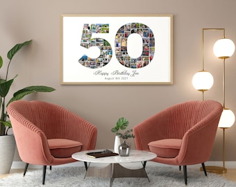 50th birthday gift for women, 50th birthday photo collage, 50th birthday gift, gift for Dad, gift for mom, 50th anniversary gift for parents