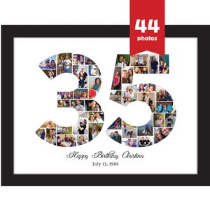 Collage photo 35e anniversaire, cadeau 35e anniversaire, décorations 35e anniversaire, 35e cadeau de mariage pour parents, cadeau 35e anniversaire