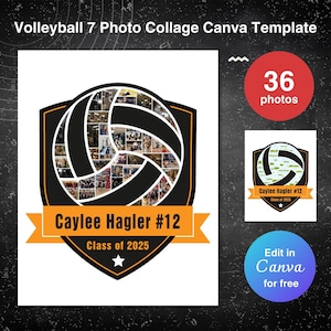 Volleyball team gift photo collage template canva photo collage canva sports poster senior gifts custom team gifts high school senior gifts