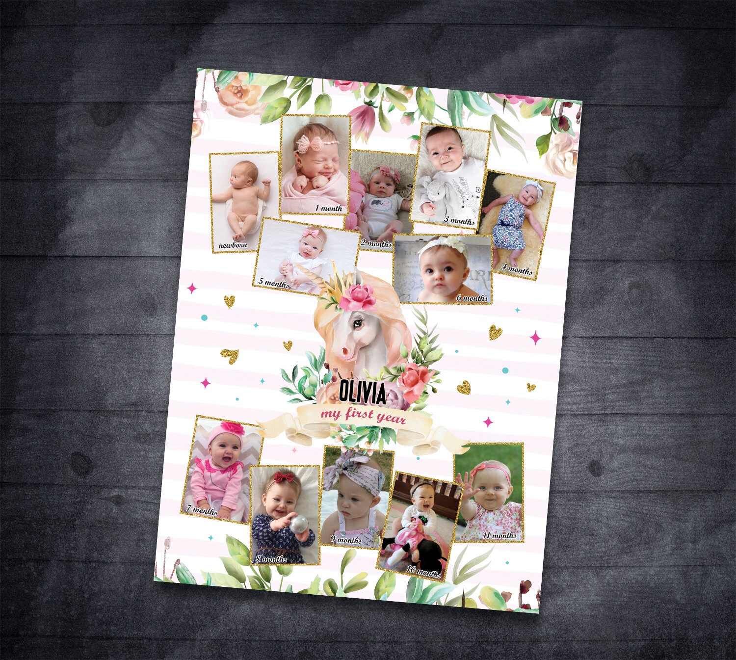 Fairy 1st Birthday Photo Poster, Fairy First 12 Months Collage, First ...