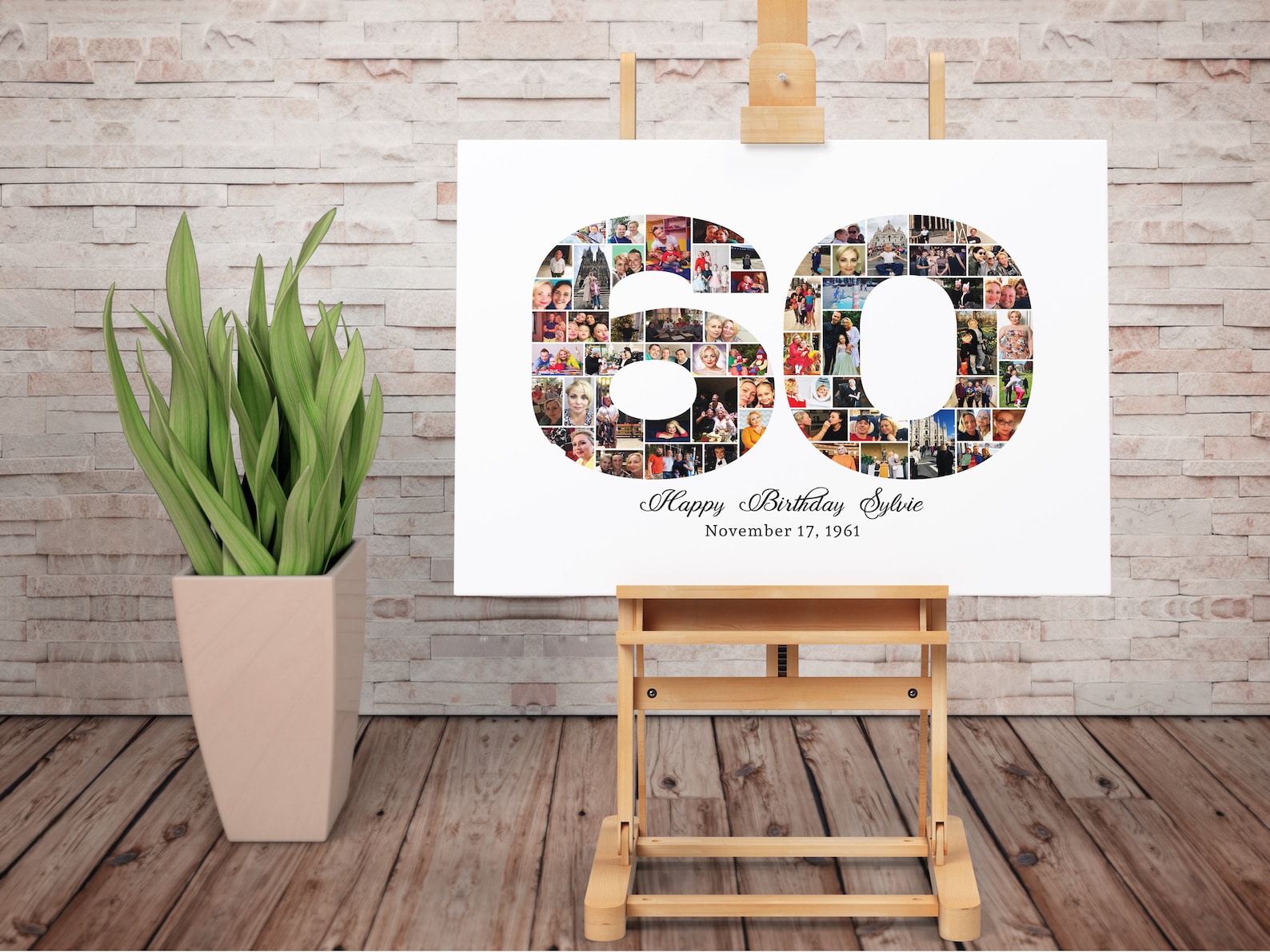 60th Birthday Photo Collage 60th Birthday Gift Number Photo - Etsy