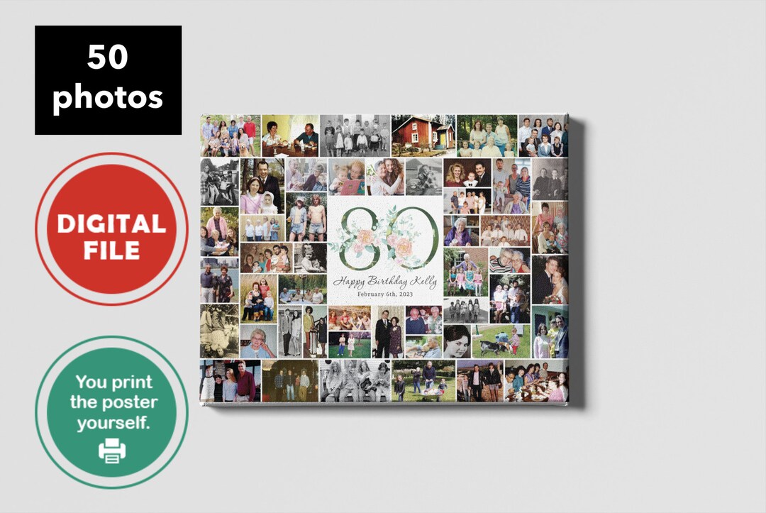 80th Photo Collage 80th Birthday Gift for Mom 80th Birthday Etsy