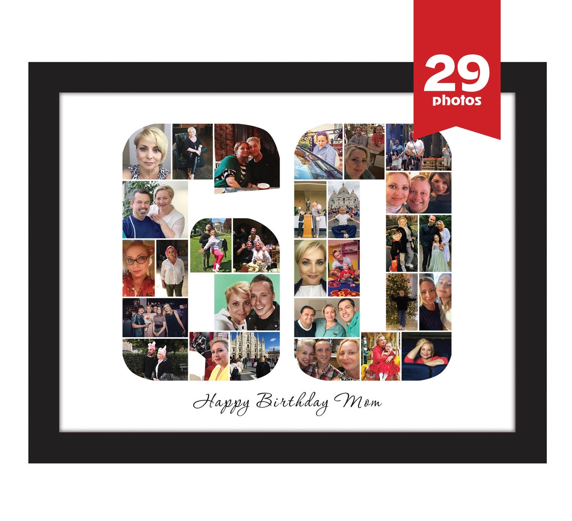 60th Birthday Photo Collage 60th Birthday Gift Number Photo Etsy