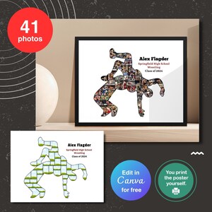 Wrestling senior gifts photo collage template canva template senior sports poster senior gifts canva photo collage Photo Gifts coach gifts