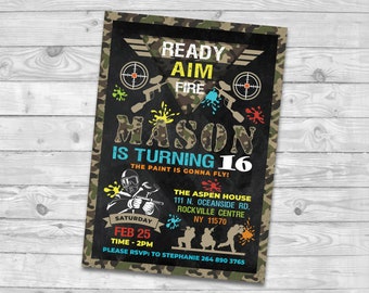 10th Paintball Birthday Invitation, Paintball Party Invitation, Paintball party, Paintball Invitation, Boys Birthday Invitation