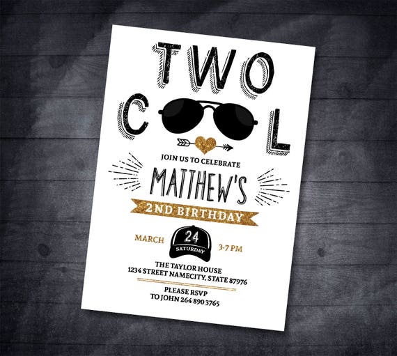 Two Cool Birthday Second Birthday Invitation Two Cool Birthday Etsy