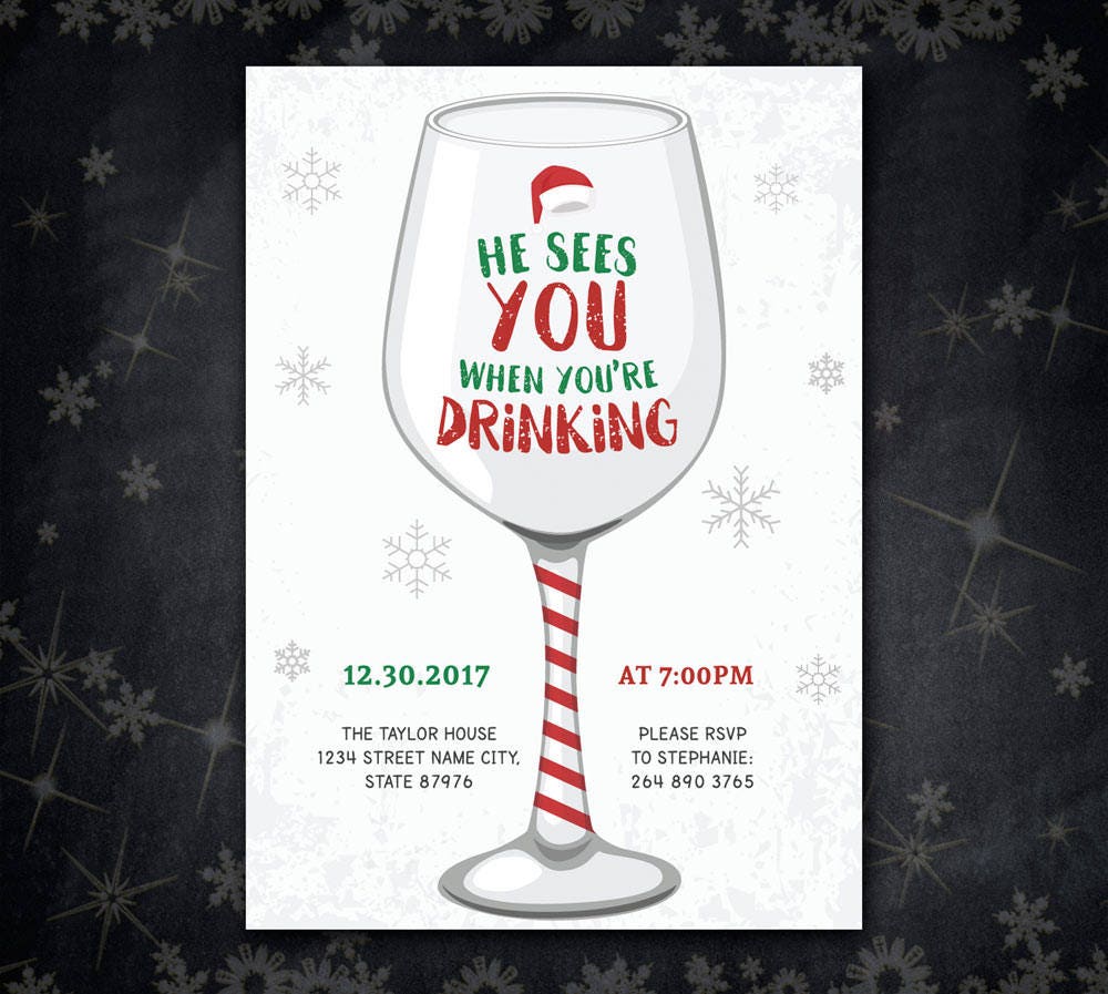 Funny Christmas Party Invite Adult Christmas Party Invite He Etsy