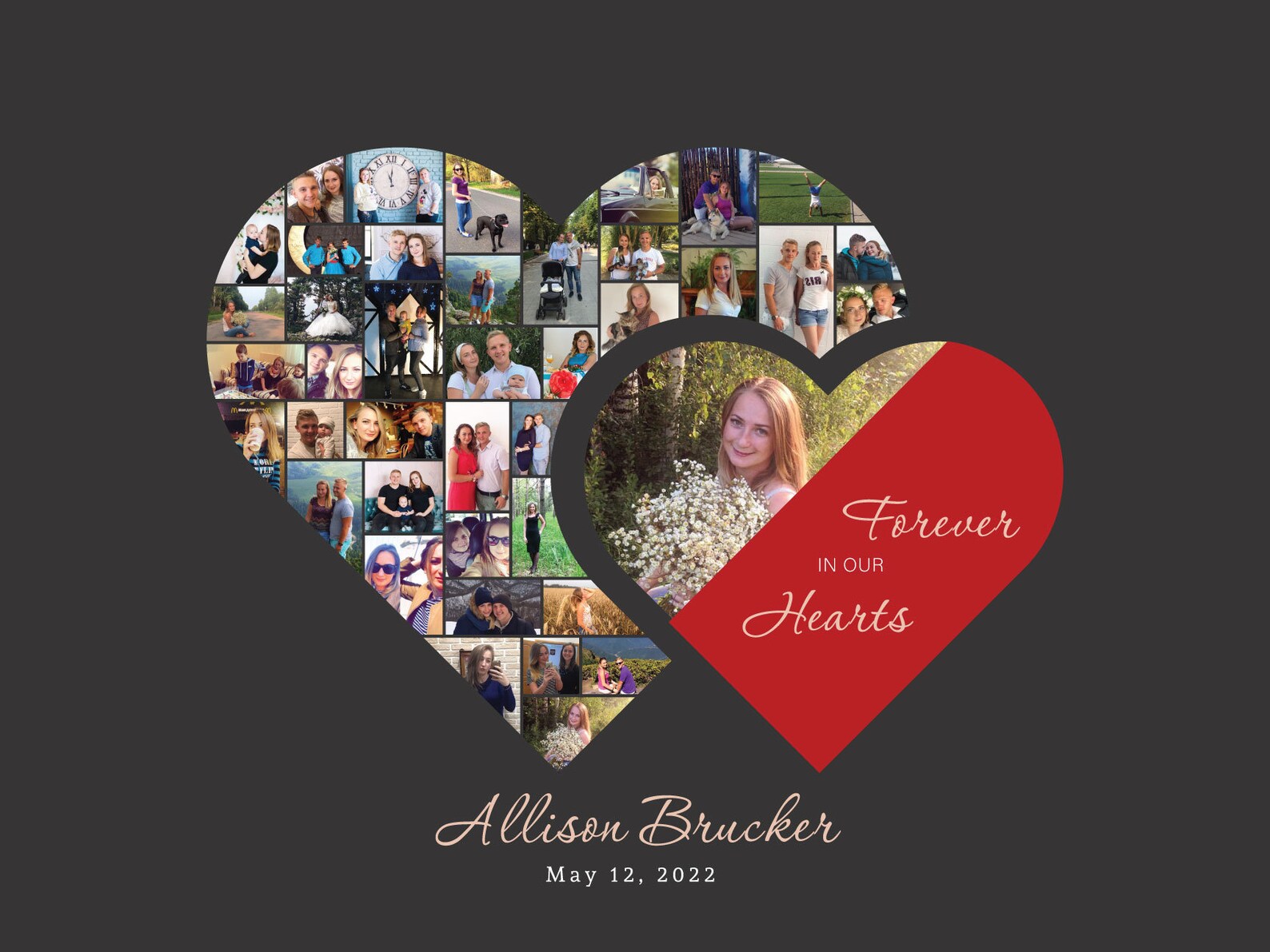 Black Funeral Heart Photo Collage Memorial Gift Memorial Etsy