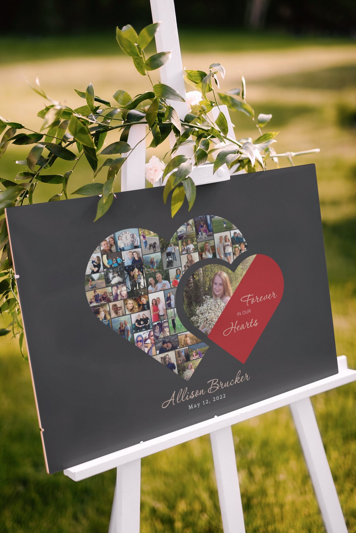 Black Funeral Heart Photo Collage Memorial Gift Memorial Etsy