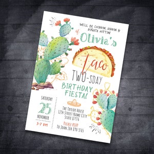 girl TACO TWOsday invitation, taco TWOSDAY invitation digital, taco twosday, cactus taco twosday invitation, taco twosday invitation boy