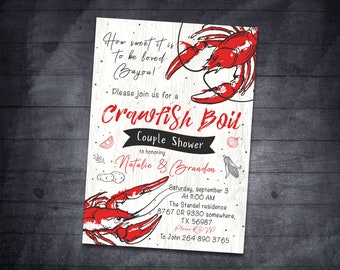 Crawfish Boil Engagement Party Invite, Crawfish Boil Couples Shower, Crayfish Party, Crawfish Shower Invite