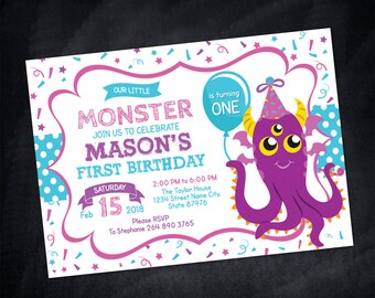 Monster Birthday Invitation Little Monster Birthday Invitation monster invitation monster party invitation monster birthday Monster Party