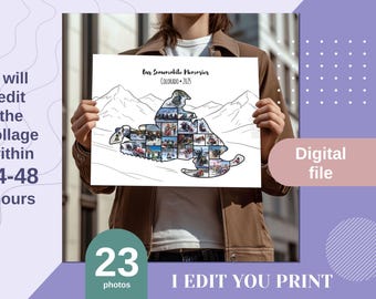 Snowmobile Photo Collage Gift | Personalized Snowmobiling Poster | Snowmobile Memories Collage | Custom Winter Sports Wall Art