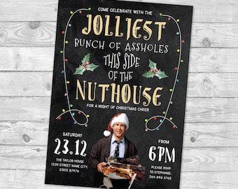 Griswold christmas invite printable Clark Griswold Invite Christmas Vacation Invite jolliest bunch of invite Funny Christmas Party Invite