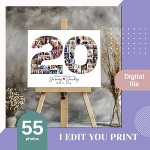 20th birthday photo collage, 20th birthday gift, 20th anniversary gift, 20th wedding gift, Number Photo Collage Gift, 20 Years Photo collage