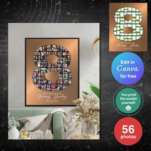 8th anniversary gift for him bronze anniversary gifts for women canva template 8th anniversary gift for her photo collage template