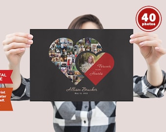 Black Funeral Heart Photo Collage, memorial gift, memorial photo gift, photo collage memorial, photo poster funeral, memorial collage