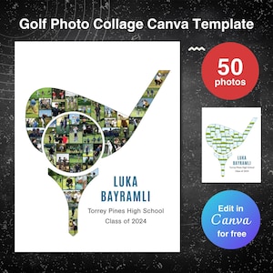 Golf gifts for men photo collage template personalized golf canva photo collage canva sports poster senior gifts custom golf gift for golfer